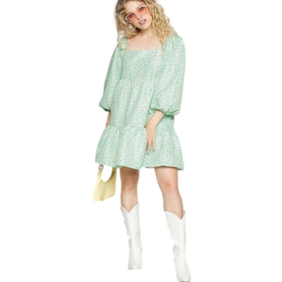 Levi's Women's Dolci Baby Doll Dress Green and White Floral‎ Plus Size XXL NEW!! - Picture 1 of 11